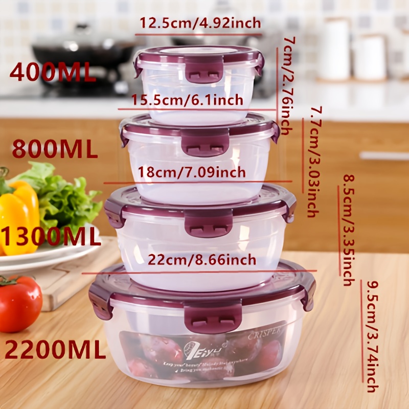4pcs Preservation Box, Plastic Refrigerator Storage Box, Transparent Preservation Box, Refrigerator Fruit And Vegetable Crispy Skin, Dumpling, Meat, Egg, Ginger, Garlic, And Scallion Food Storage Container