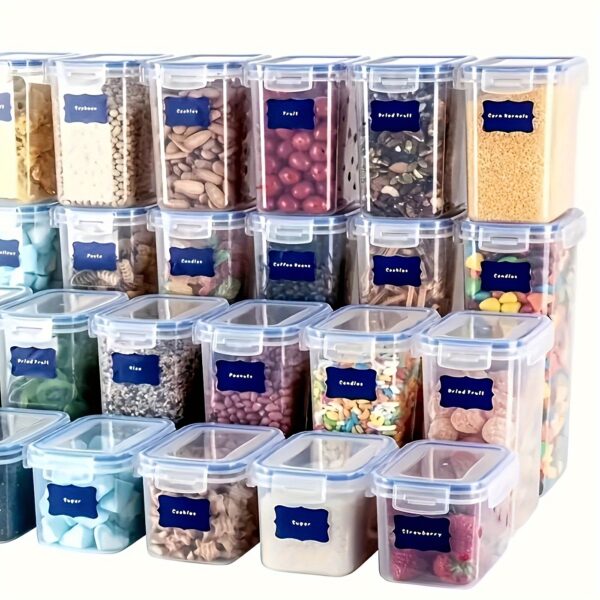 54pcs Reusable Food Storage Container Labels with Pen - Glue-Free, Self-Adhesive, Blackboard Sticker for Spices, Cheese, And More
