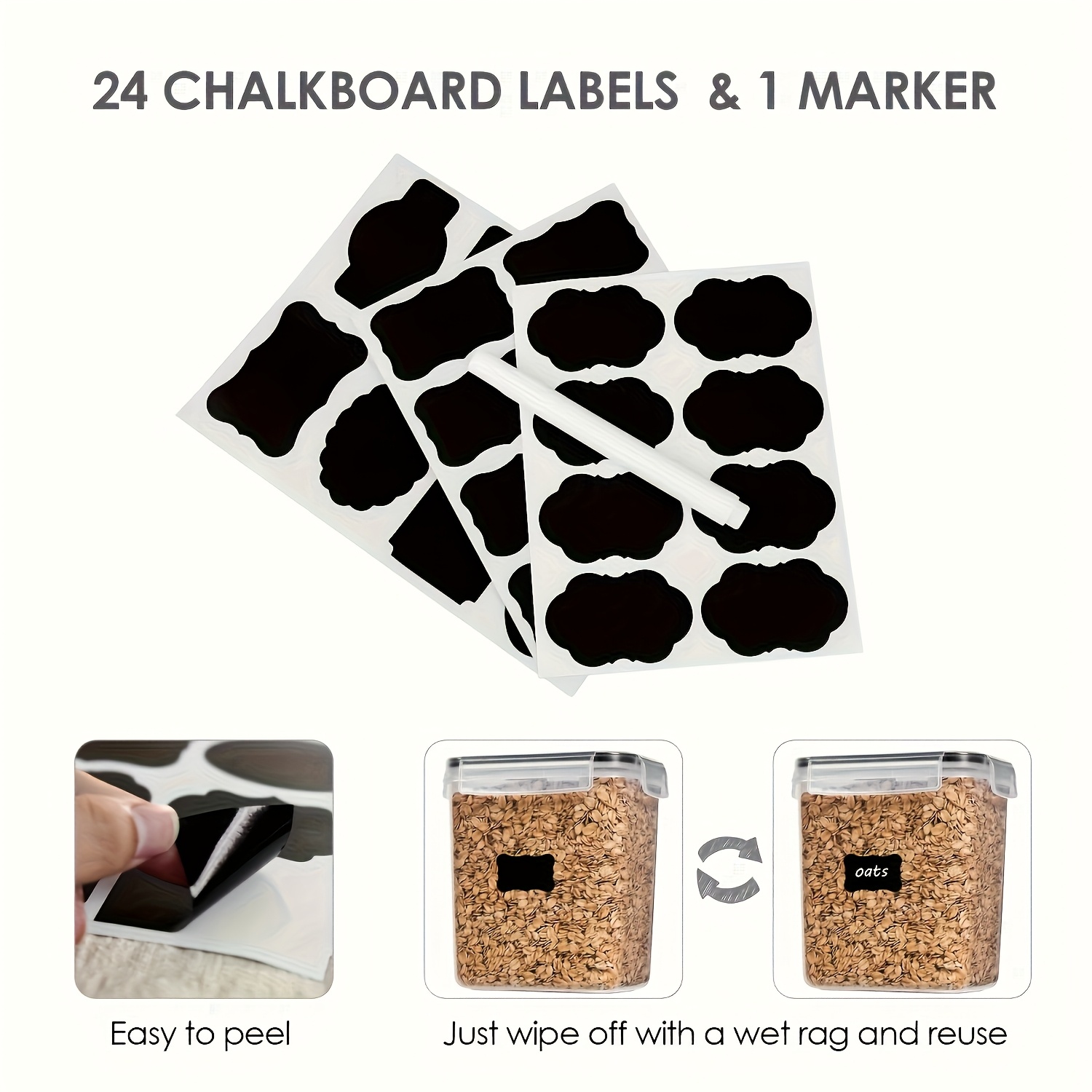 24pcs Reusable Label Paper and Pen Set for Organizing Airtight Food Storage Containers with Stackable Kitchen Organizer, Perfect for RVs, Picnics, Camping, Cereal, Flour, Sugar, and Pantry Essentials—A Must-Have for RV Organization - Image 7
