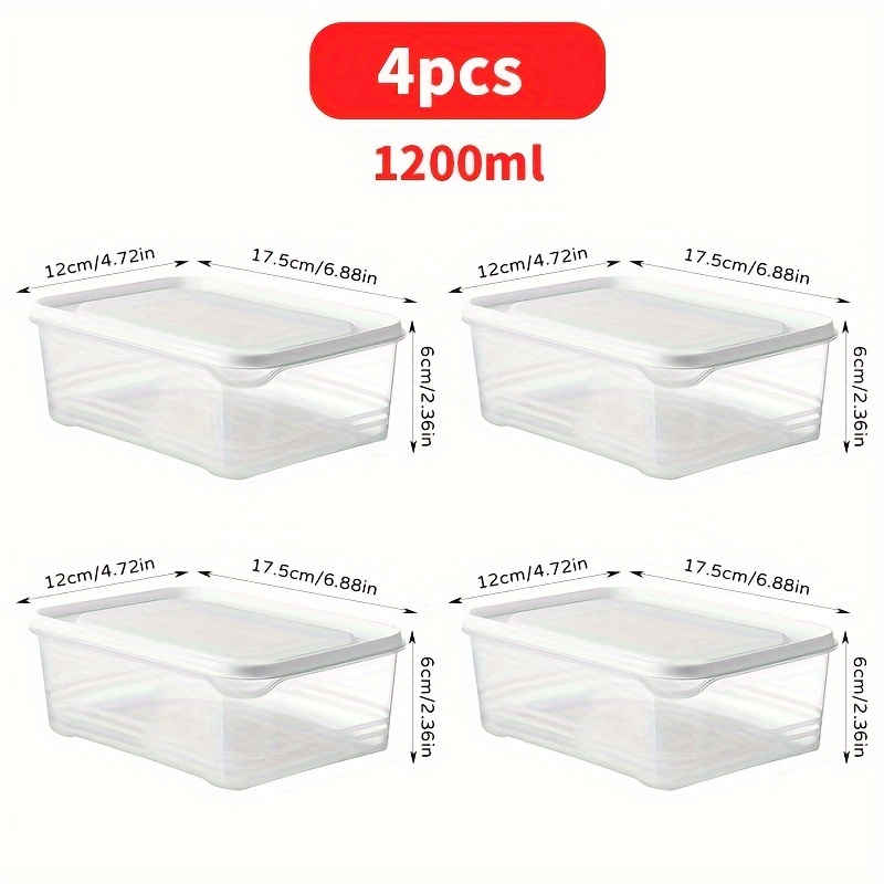 4pcs Set 1200ml/42oz Refrigerator Storage Containers, Food Freshness Preservation Boxes with Lids, Stackable Freezer Meat Keepers, Suitable for Meat, Fruits and Vegetables, Kitchen Organization & Storage Accessories, Christmas/Halloween Gift - Image 3