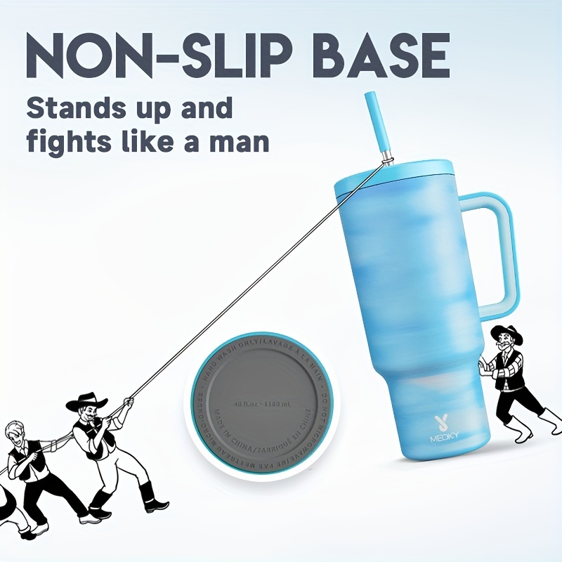 Meoky 1pc, Tumbler With Lid And Straw, 40oz Stainless Steel Insulated Water Bottle With Handle, Gift Drinking Cups, Keeps Cold For 24 Hours Or Hot For 10 Hours, Portable Suitable For Outdoor Camping, Hiking, Driving, And Car Travel