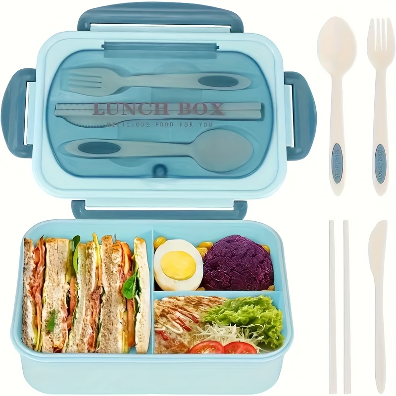 Practical and versatile, available in 4 colors. A leak-proof lunch box with utensils included - BPA-free, microwave-safe, featuring 3 compartments. Green silicone lunch container ideal for school, work, or outdoor dining | Secure locking lid,back to school