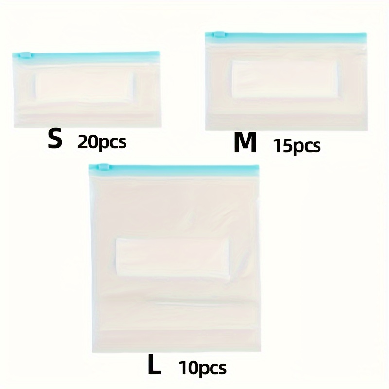 45pcs Reusable Food Storage Bags with Slide Lock - Leakproof, Odor-Resistant Freezer Bags for Fruits, Vegetables & Grains - Perfect for Home Kitchen Organization