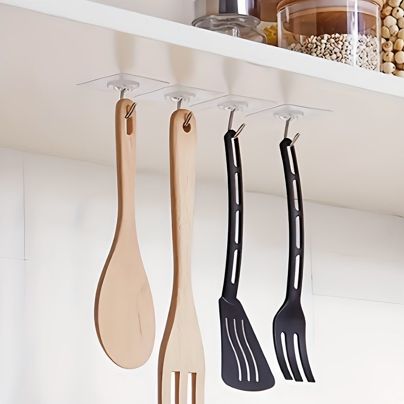 5/10pcs Acrylic Kitchen Utensil Hooks, No-Drill Wall-Mounted Organizer for Cooking Tools, Multi-Functional Storage Solution for a Tidy Kitchen, Kitchen Organizers And Storage