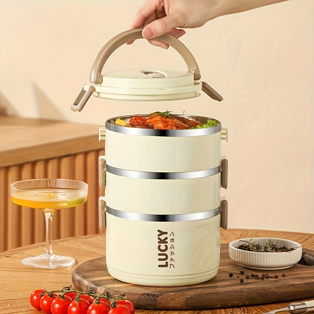 Insulated Lunch Container with Lid & Handle - Multi-Layer, Easy Clean, Ideal for School, Office, Camping & Outdoor Meals Hot Food & Soup, Back to School Bento Box, Lunch Box