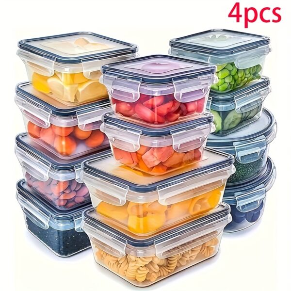 Four Sets of Multi-functional Transparent Food Storage Kits, Multi-Size, Tightly Closed Lid to Keep Fresh - Perfect for Fruits, Vegetables, Pasta and More! Keep Your Food Fresh and Your Kitchen Clean and Organized!