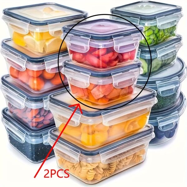 2pcs Multi-Functional Leak-Proof Reusable Food Storage Containers with Lids - Portable, Stackable, Ideal for Meat, Eggs, Fruits & Vegetables - Kitchen Organization Accessories, Kitchen Organizers And Storage
