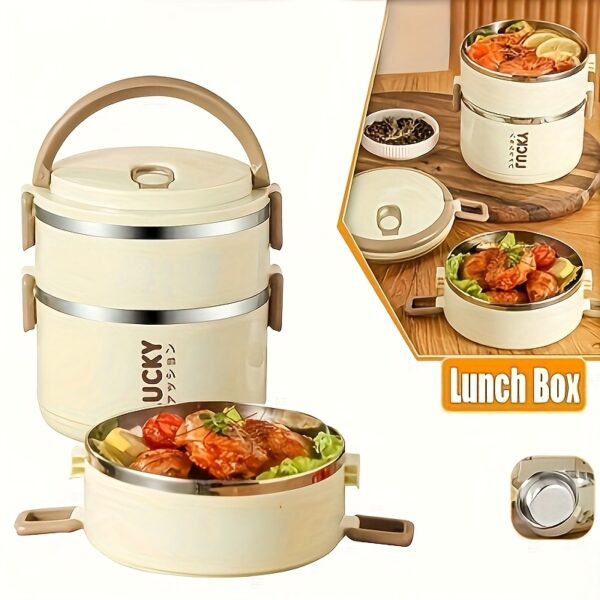 Insulated Lunch Container with Lid & Handle - Multi-Layer, Easy Clean, Ideal for School, Office, Camping & Outdoor Meals Hot Food & Soup, Back to School Bento Box, Lunch Box