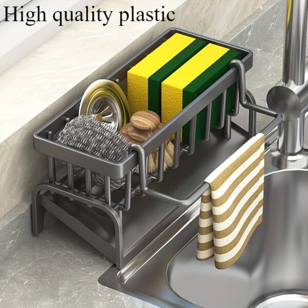 Multifunctional Plastic Kitchen & Bathroom Sink Caddy Organizer Set – Faucet Hanging Storage Rack for Dish Cloth, Sponges, Brushes – Durable, Easy-Clean Holder for Home Organization and Space Saving
