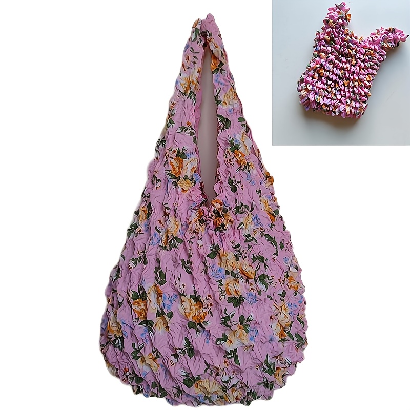 New Fashionable Magic Stretch Shopping Bag with Bubble Pleats, Multi-Functional and Machine Washable for Traveling and Daily Errands