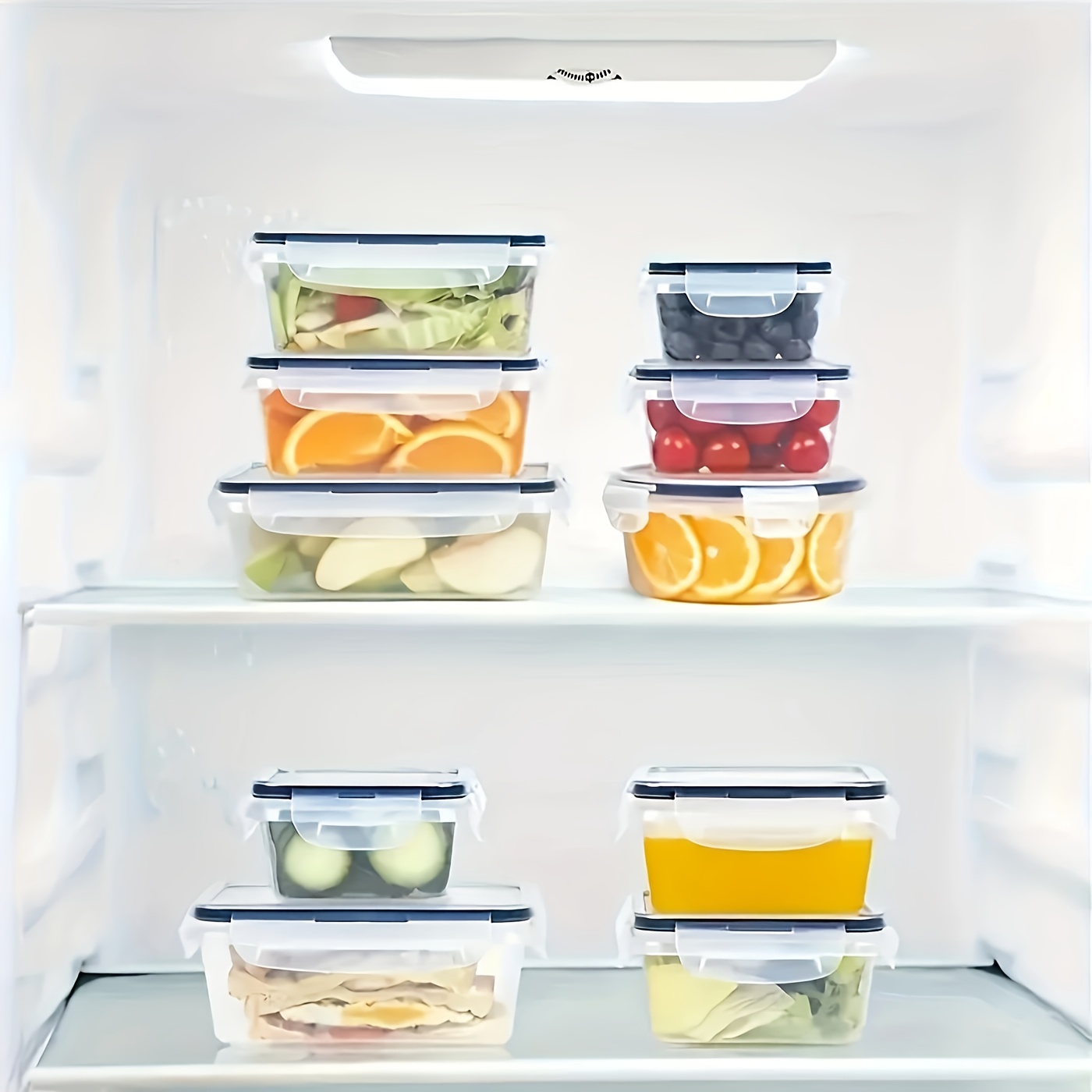 12pcs Airtight Plastic Storage Containers Set - Food Grade, Microwave & Dishwasher Safe, Stackable with Latch Closure, Perfect for Fruits, Vegetables, Meats, Eggs, and More, Kitchen Essentials|Stackable Containers|Secure Latch Closure, Storage Containers for Kitchen