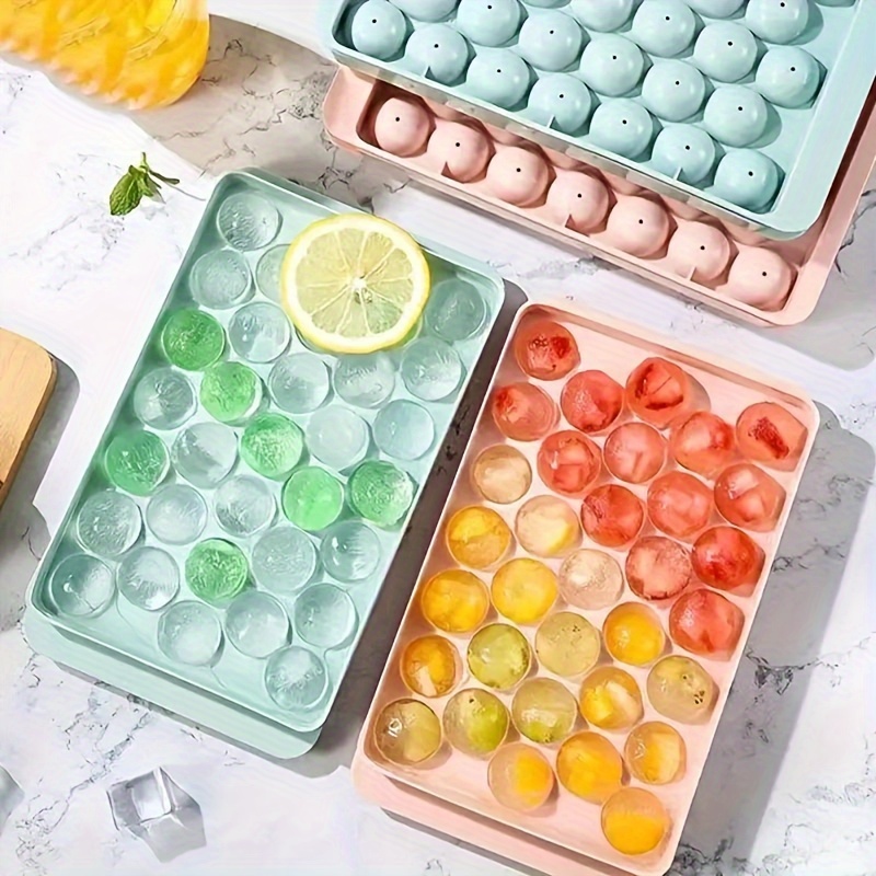 33 Grids Ice Cube Tray, Round Diamond Silicone Mold, Food Grade Plastic Refrigerator Storage Bins with Food Contact Safe - Kitchen Tool Accessories Mold (1pc)