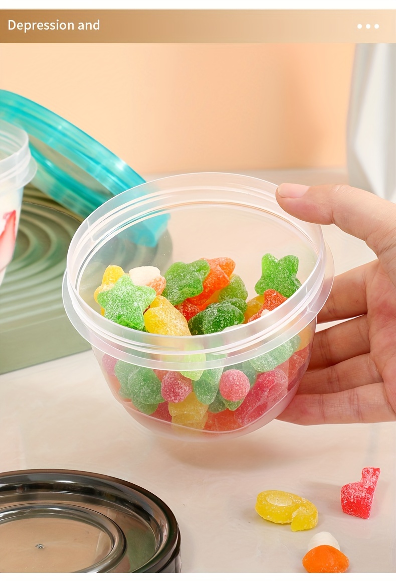 2pcs Transparent Sealed Food Storage Containers with Blue Lids - Microwave Safe, Freshness Preserving Round Boxes for Grains, Nuts, Fruits & More - Ideal for Home Kitchen Use