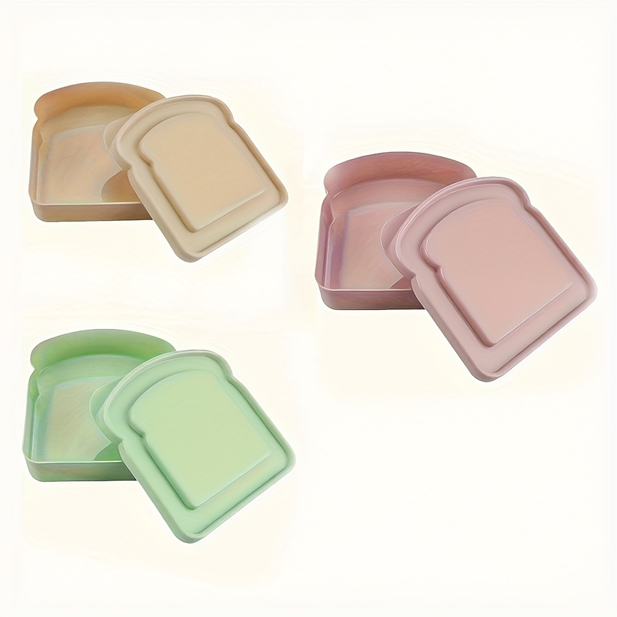 Sandwich Container, Lunch Box Sandwich Container Plastic Toast Shape Food Storage Sandwich Box with Lid, Microwave and Dishwasher Safe, Suitable for Family or Adults (Colorful),back to school