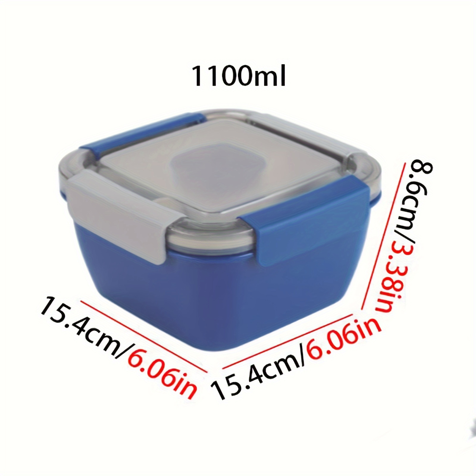 1pc Salad Box 1100ML, Portable Salad Lunch Container, 2 Compartments with Dressing Cup, Large Bento Boxes, Meal Prep to Go Containers for Food Fruit Snack,Back to School