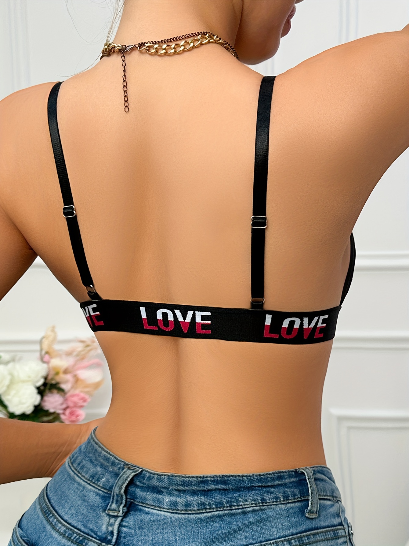 Elegant Front Closure Push-Up Bra for Women - High Support, Wireless, Black Lingerie with Letter Detail, Soft Polyester & Elastane Blend, Hand Wash Only