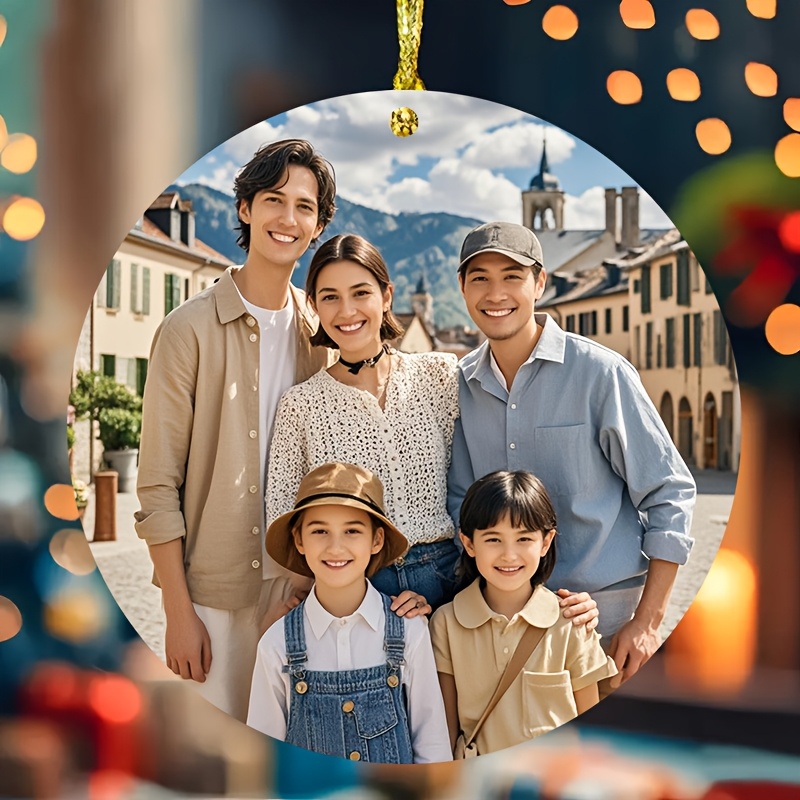 Custom Acrylic Photo Pendant, Personalized Love-Themed Round Ornament, Classic Style Hanging Decor, Unique Gift for Her, with No Electricity Required for Christmas Tree, Home, and Special Occasions