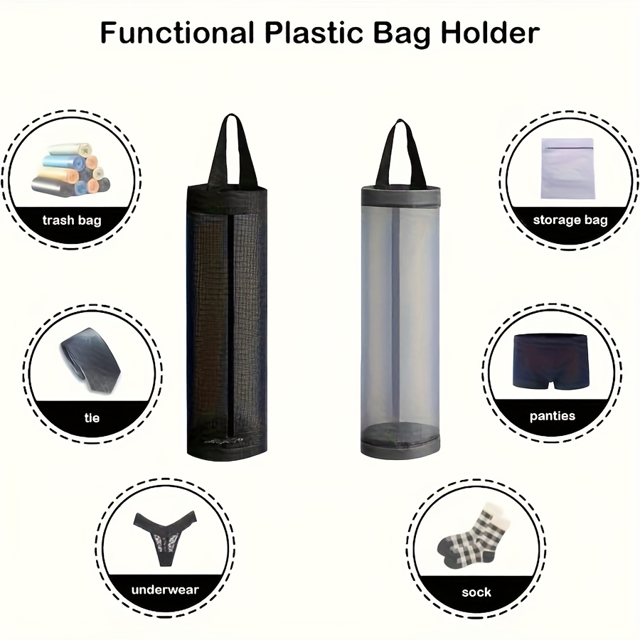 Wall-Mounted Kitchen Trash Bag Organizer - Pull-Out Storage Bag with Washable Mesh, Large Capacity Space-Saving Design for Plastic Bags (No Drill Multi-Purpose)