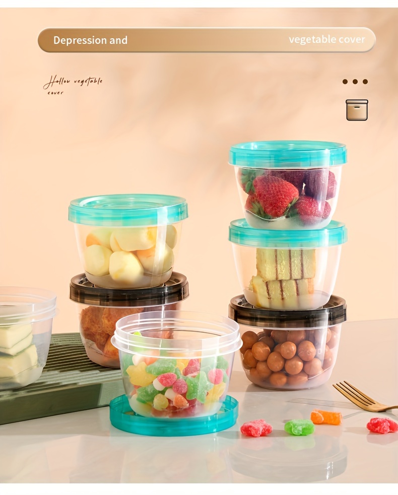 2pcs Transparent Sealed Food Storage Containers with Blue Lids - Microwave Safe, Freshness Preserving Round Boxes for Grains, Nuts, Fruits & More - Ideal for Home Kitchen Use