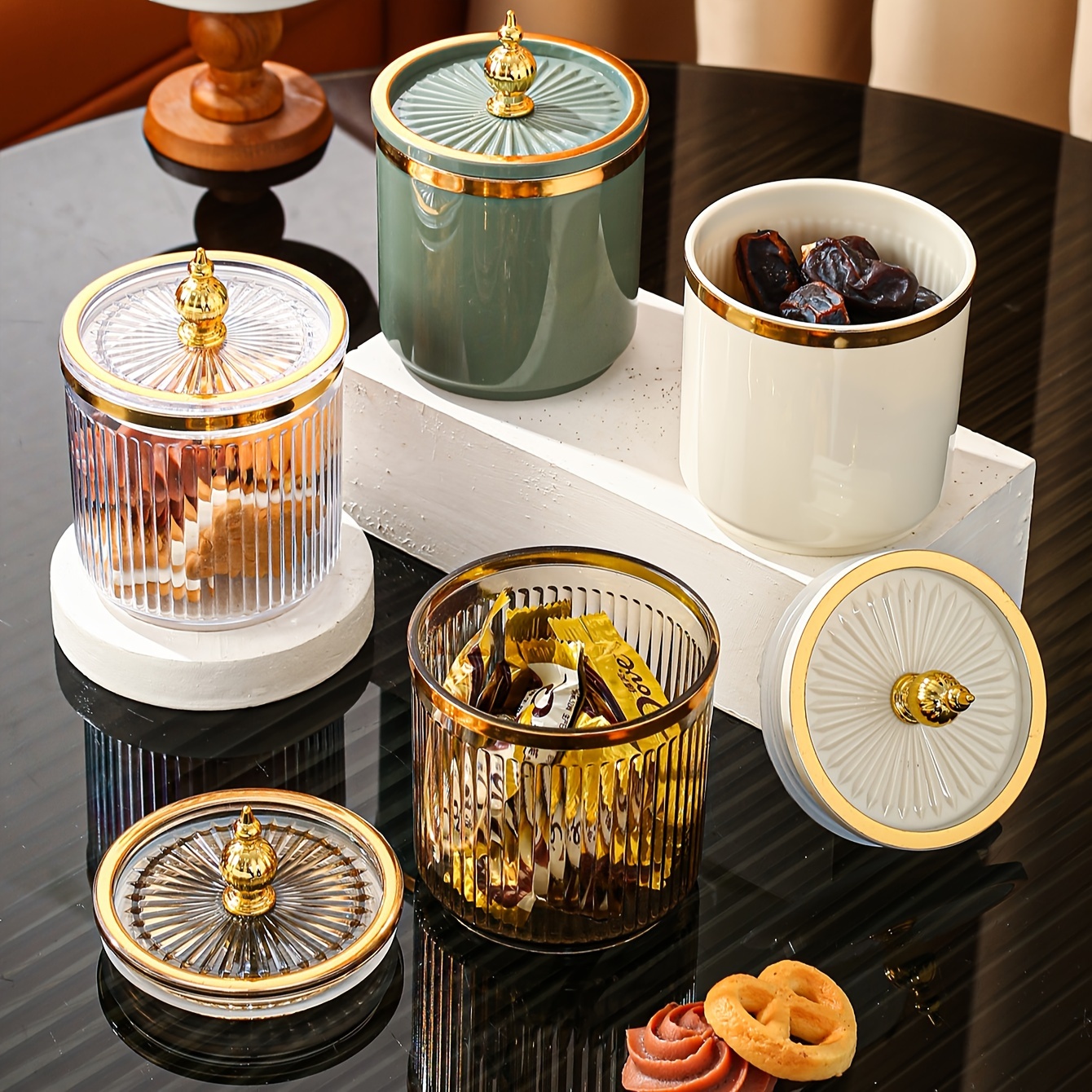 AromaShield Nordic-Inspired Storage Jar - Reusable, Airtight Round Container for Dried Fruits & Spices - Ideal for Pantry & Countertop Organization