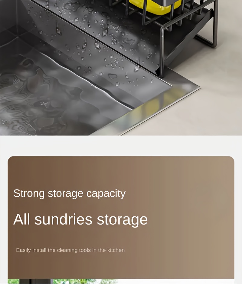 Precision-Crafted, Stainless Steel Kitchen Sink Organizer with Dishcloth Holder - Space-Saving Storage Rack for Sponges, Soaps, Brushes & Cloths