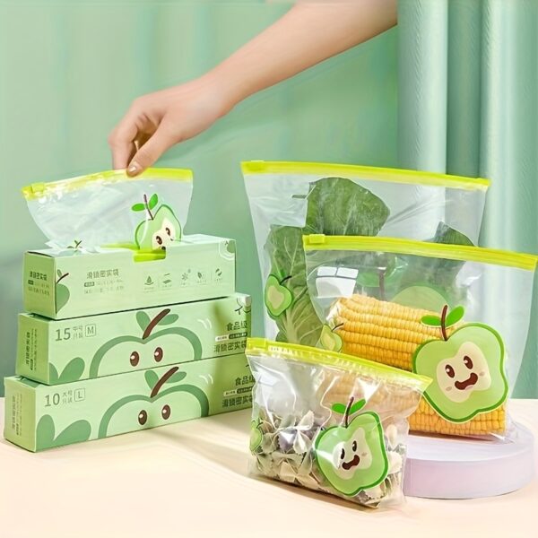 10/15/20pcs of 1 set, Reusable Zip Lock Bag Food Grade Transparent Storage Bag With Zipper Sealing Plastic Container Travel Freezer Camping Kitchen