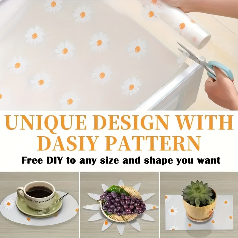 1 Roll of Waterproof Non-Slip Drawer and Cabinet Liner - Dustproof, Moisture-Proof, Daisy Pattern, Ideal for Kitchen, Refrigerator, and Table Use, Kitchen Organization | Decorative Liner | Nonslip Design