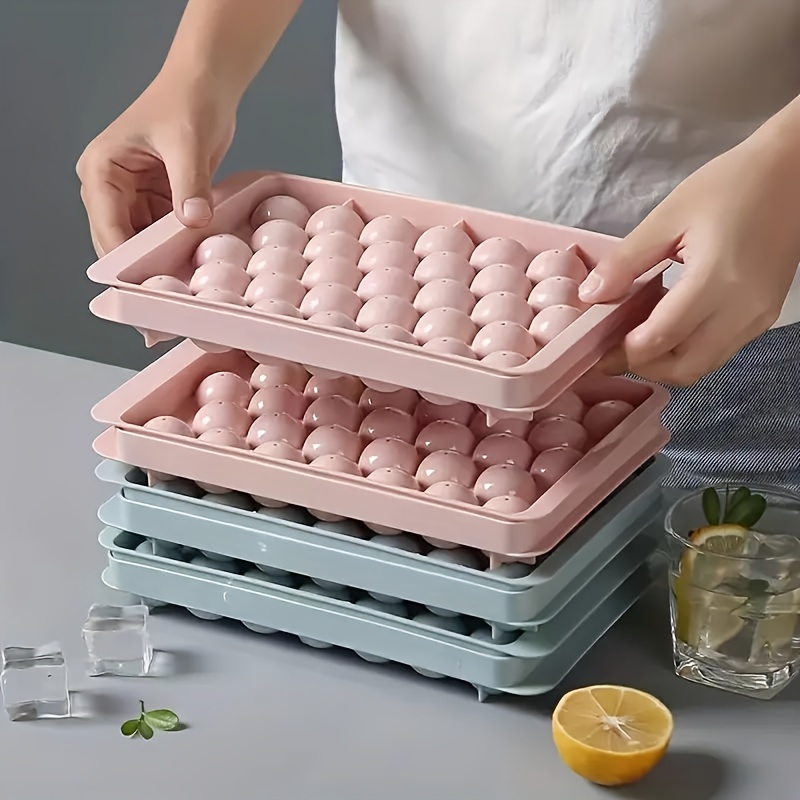 33 Grids Ice Cube Tray, Round Diamond Silicone Mold, Food Grade Plastic Refrigerator Storage Bins with Food Contact Safe - Kitchen Tool Accessories Mold (1pc)