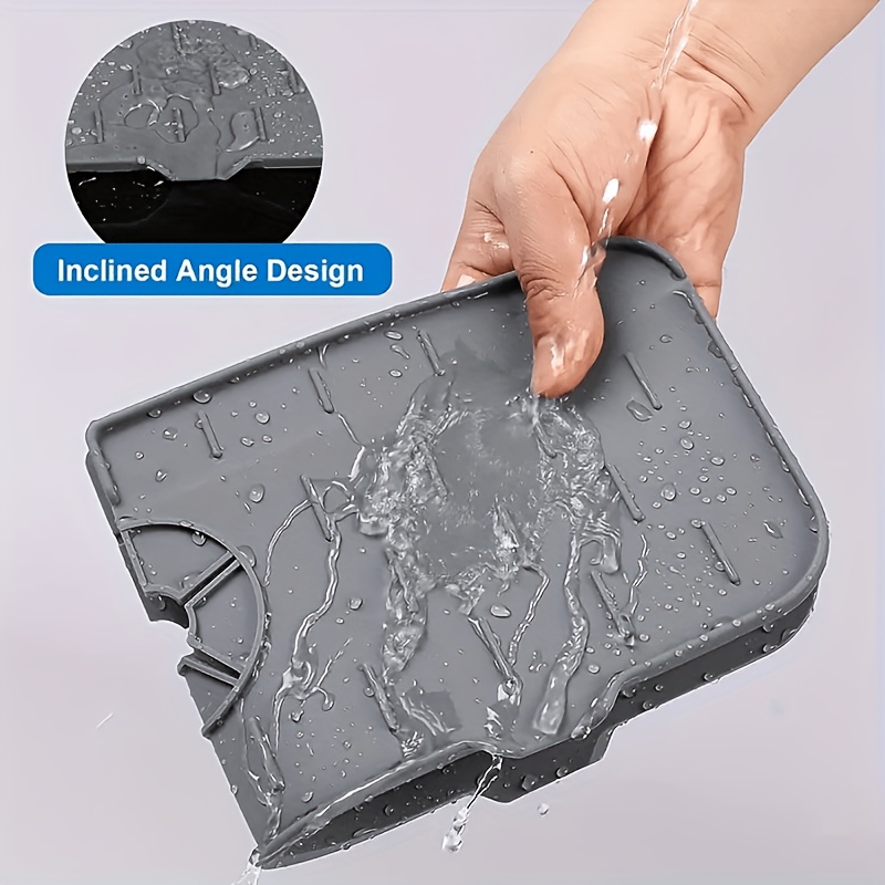 1pc Silicone Faucet Drip Tray with Splash Protection - Waterproof, Tilted Design for Kitchen and Bathroom Countertops