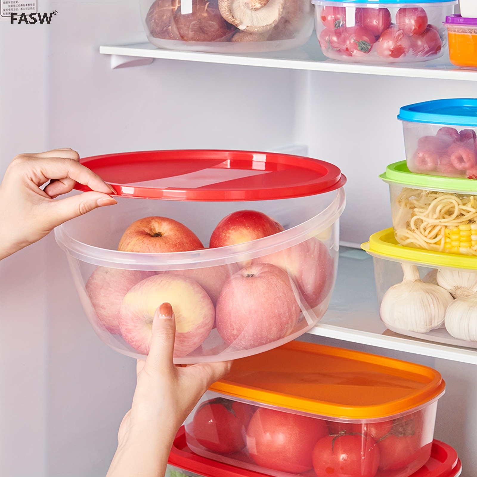 Rainbow Fresh-keeping Box 4/5/6pcs Set with Lid Food Storage Container Large Capacity Reusable, Refrigerator Fresh-keeping Box, Lunch Box, Leak-proof Preparation Container, Microwave, Freezer and Dishwasher Available, Essential for Camping Outings