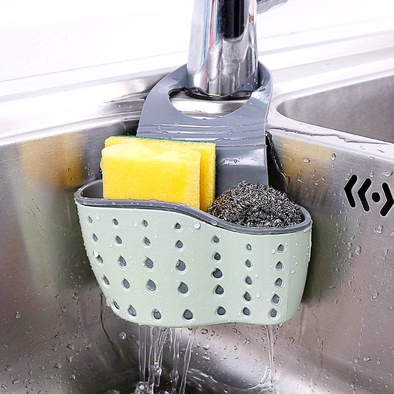 Adjustable Kitchen Sink Storage Holder with Soap Sponge Dishcloth Shelf - Hanging Drain Basket Organizer for Space Saving, Multipurpose Use - Durable Material (1/3pcs Set)