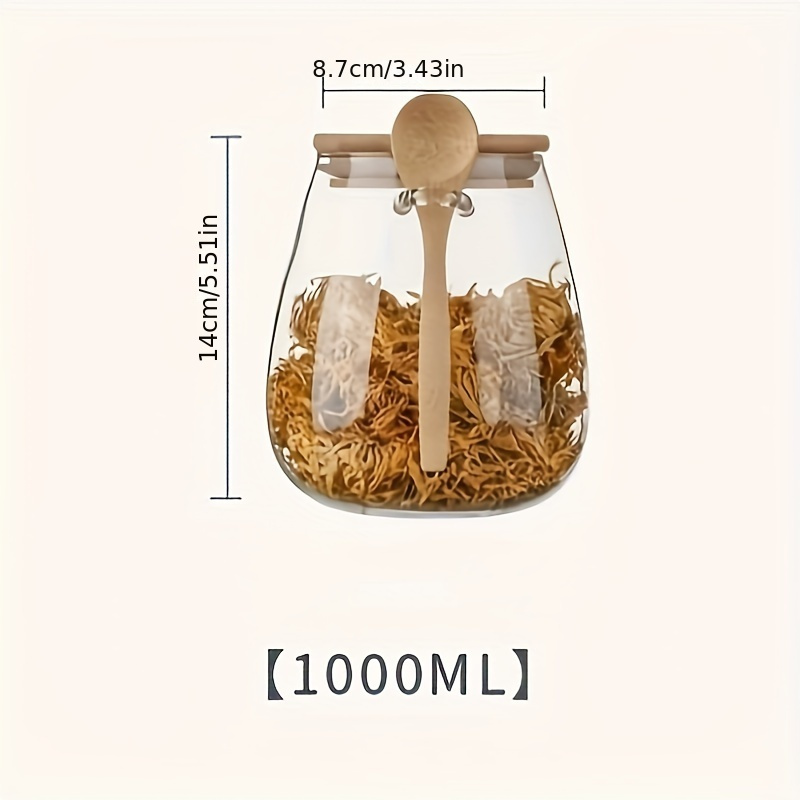 Reusable Glass Storage Jar with Wooden Spoon And Lid - Perfect for Coffee Beans, Sugar, Tea, Salt, Candy, Spice And More - Hand Washable, Leak Proof, And Durable - Image 7