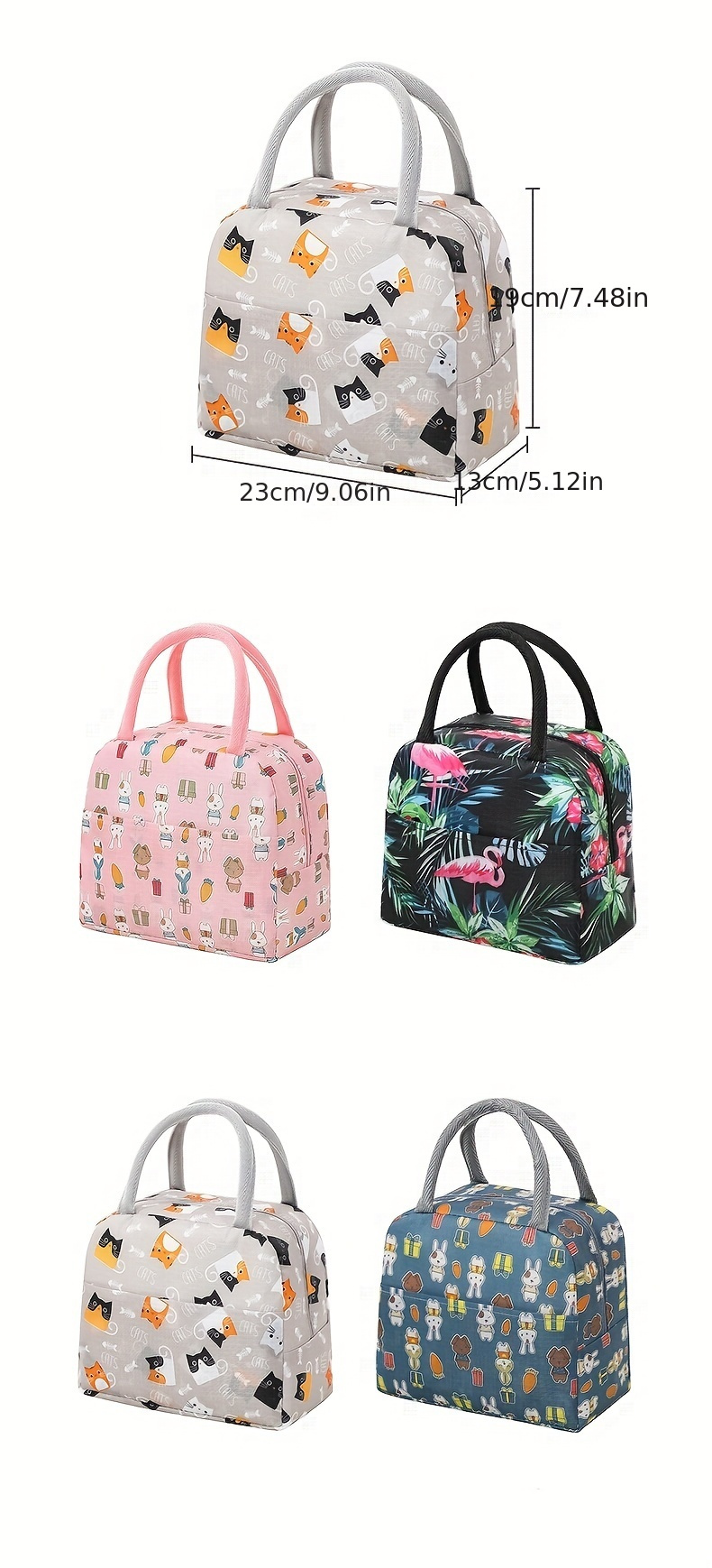 1pc Cute Cat & Dog Print Insulated Lunch Bag, Thick Aluminum Foil Thermal Tote, Portable Handbag for Work/School/Travel, Non-Food Contact, Washable Polyester, Rectangle Shape, Cute Lunch Bag,Back to School