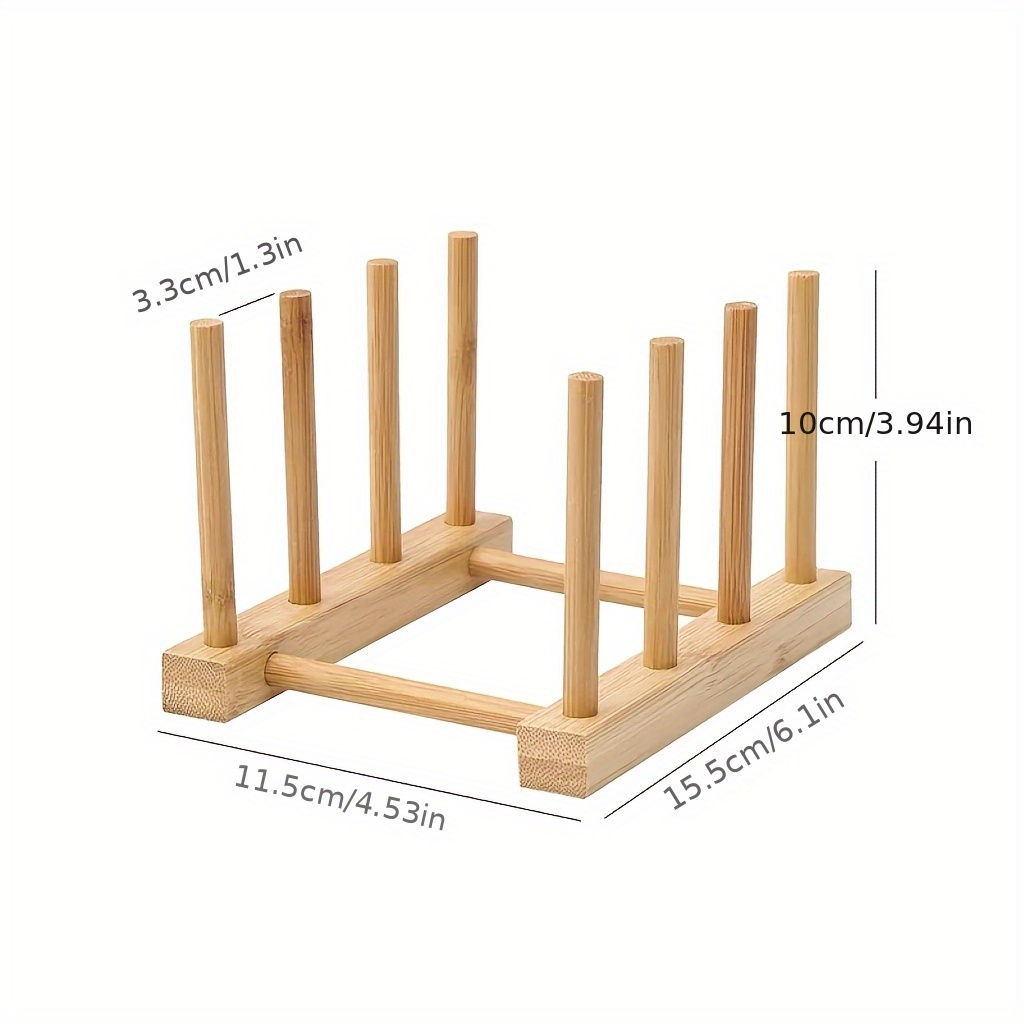 1pc Bamboo Plate and Bowl Drying Rack, Freestanding Wooden Dish Drainer Organizer, Vertical Cup and Board Dryer Storage Holder, with No Electricity Needed for Kitchen