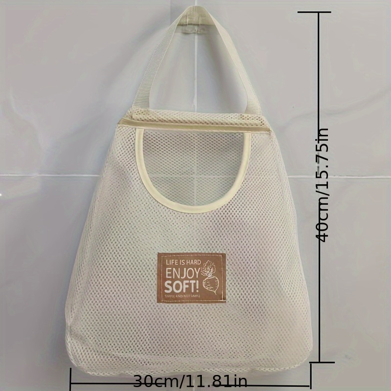 1pc Breathable Mesh Hanging Storage Bag with Portable Handle - Multi-Functional Kitchen Organizer for Fruits & Vegetables, Durable Polyester, Lightweight & Easy to Clean, Fruit and Veggie Storage|Ecofriendly Design|Lightweight Ba