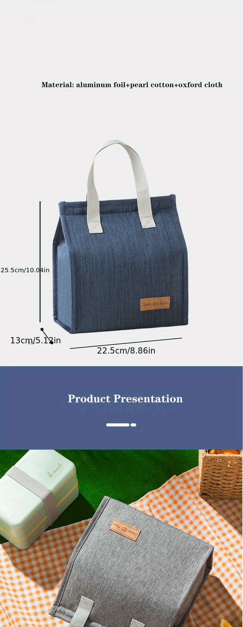 1pc Insulated Lunch Bag For Women/Men, Minimalist Vertical Reusable Lunch Box For Office Work School Picnic Beach, Leakproof Freezable Cooler Bag For Teens/Adult For Teenagers And Workers At School, Classroom, Canteen, Back To School