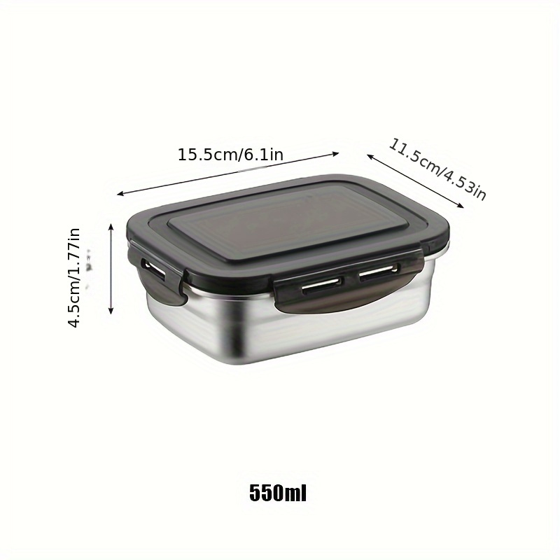 1pc Leakproof Stainless Steel Lunch Box - Durable, Reusable, Microwave Safe, Perfect for Teens and Workers - 550ml/850ml/1350ml Capacity