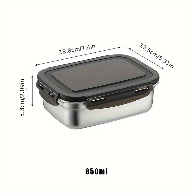 1pc Leakproof Stainless Steel Lunch Box - Durable, Reusable, Microwave Safe, Perfect for Teens and Workers - 550ml/850ml/1350ml Capacity