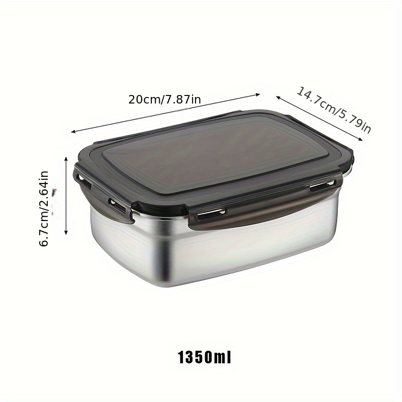 1pc Leakproof Stainless Steel Lunch Box - Durable, Reusable, Microwave Safe, Perfect for Teens and Workers - 550ml/850ml/1350ml Capacity