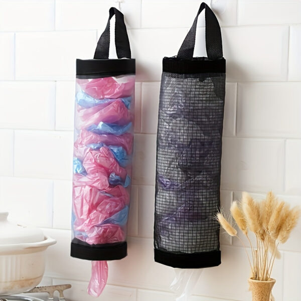 Space-Saving Mesh Plastic Bag Rack - Breathable, Washable, And Foldable - an Ideal Choice for Kitchen Organization.