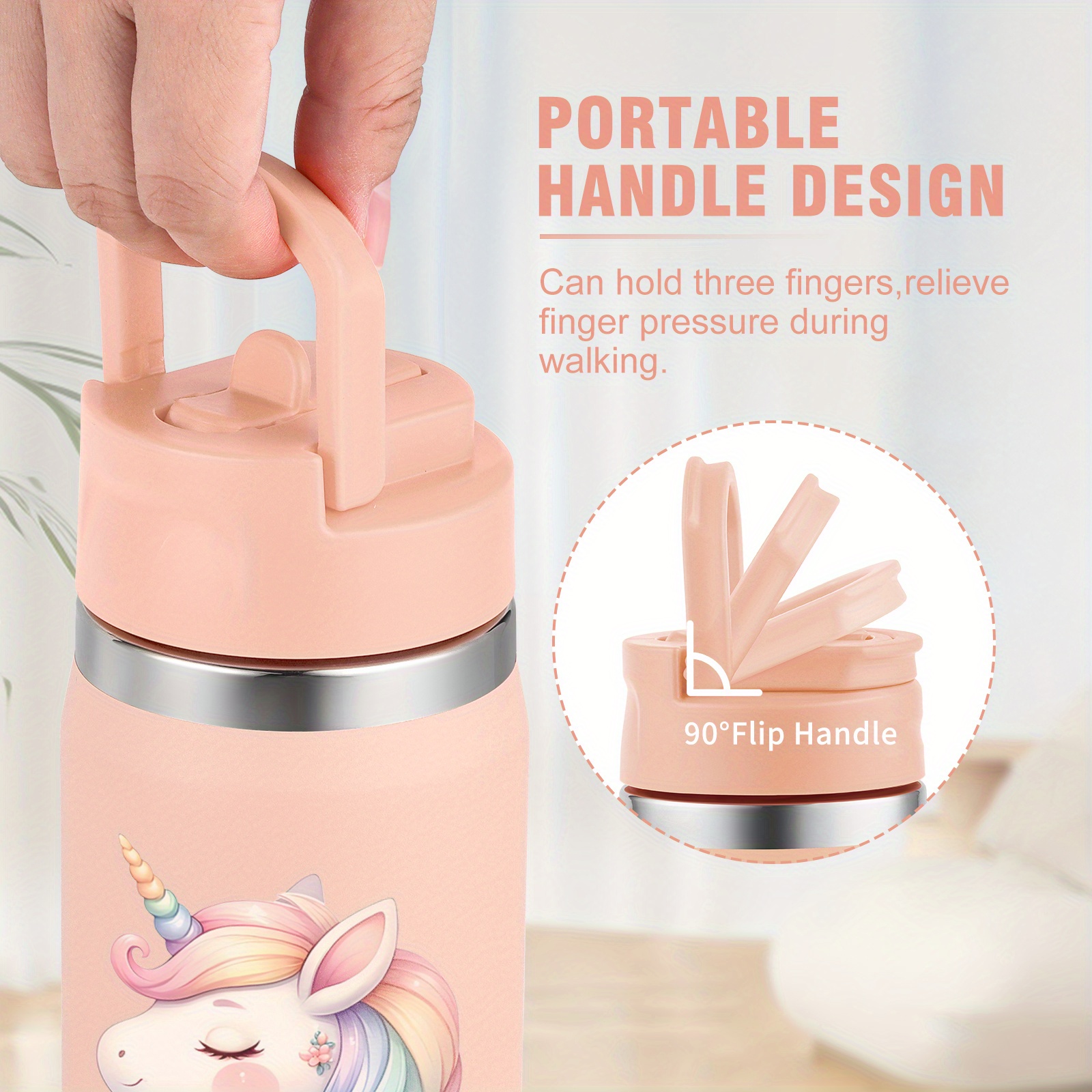 1-pack, Custom 12oz Double-Wall Stainless Steel Insulated Insulated Bottle Bottle with 3D Printed Unicorn Design for Back-to-School Season Gift