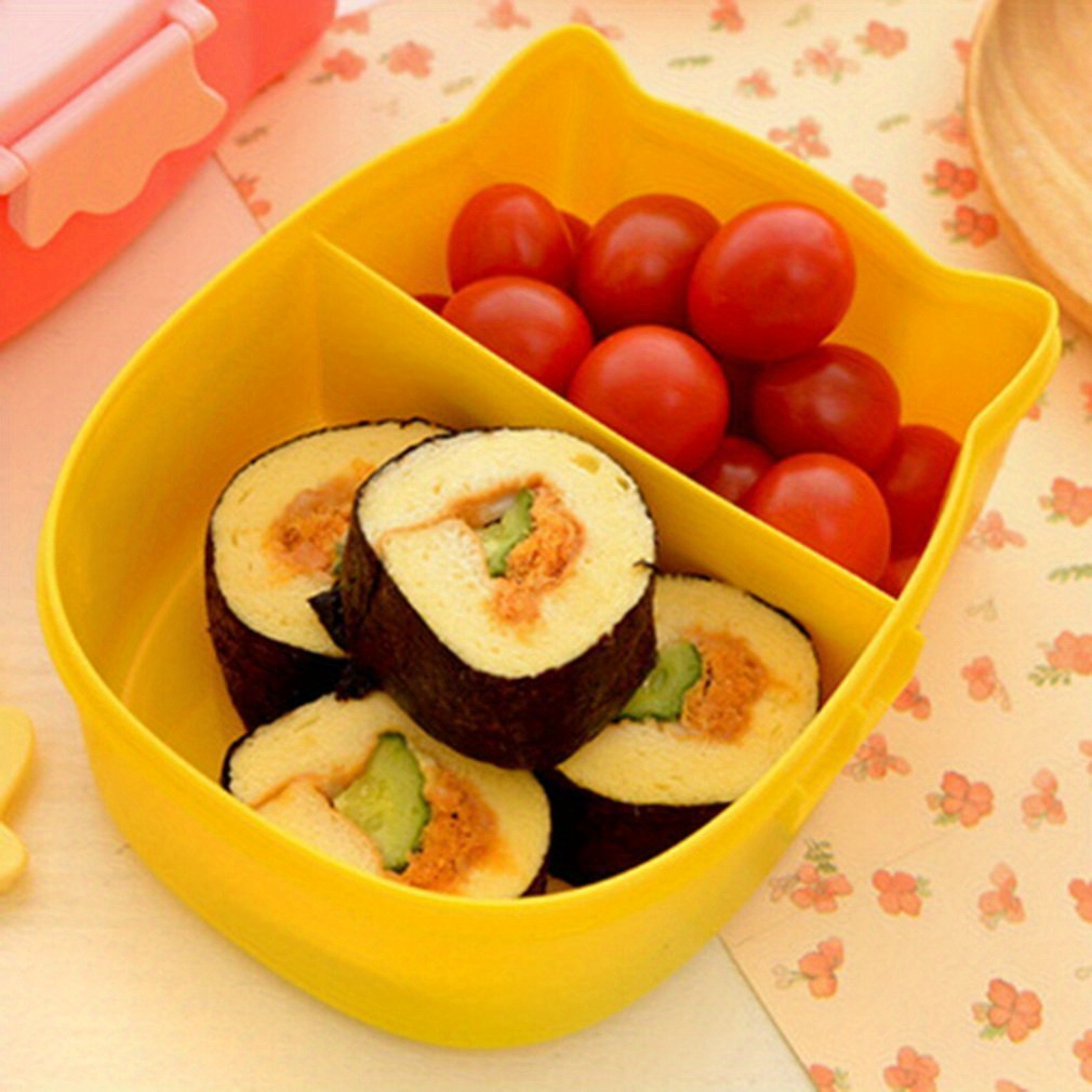 Portable Lunch Box Featuring a Cartoon Owl Design, Made of Safe Plastic, Ideal for Picnics And Students, Complete with Compartments.,Back to School