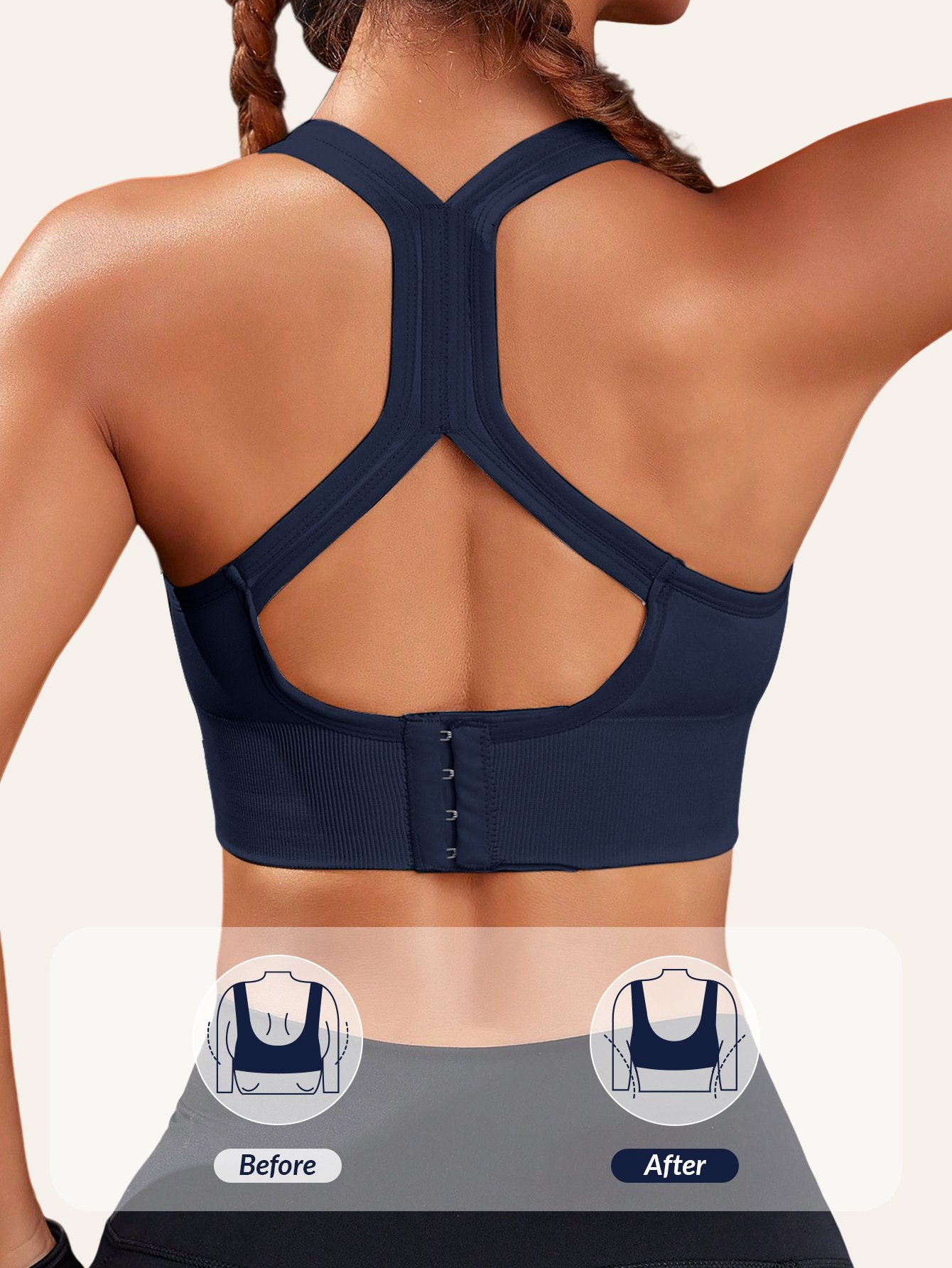 Women'S Light Blue Sports Bra with Removable Pads - Breathable, Non-Slip Design for Gym, Yoga, Running - Backless, Strapless Top with Adjustable Straps, Yoga Apparel | Adjustable Strap Design | Comfortable Fit