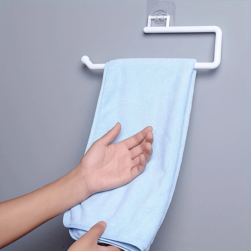 1pc Punch-free Kitchen Paper Towel Rack, Toilet Paper Holder, Paper Roll Rack Hanger, Plastic Film Storage Rack, Rag Storage Rack, Wall-mounted Towel Bar, Kitchen & Bathroom Accessories-Two colors are available - Image 6