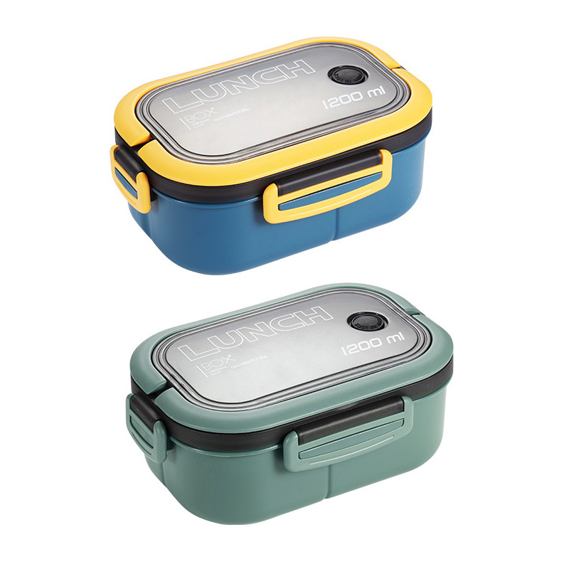 1pc Double Layer Lunch Box, Portable 2-Compartment Fruit Food Container, Microwave Lunch Box With Spoon Fork, Home Kitchen Supplies For Teenagers And Workers At School, Classroom, Canteen, Back To School - Image 8