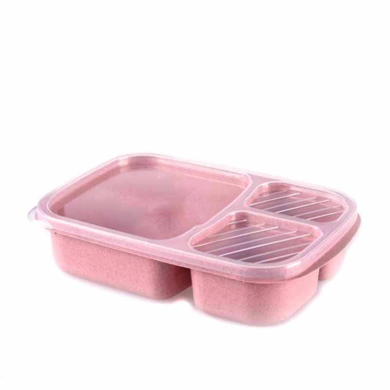 1pc Reusable 3-Compartment Meal Prep Bento Lunch Boxes for School Wheat Straw food Containers - Image 5