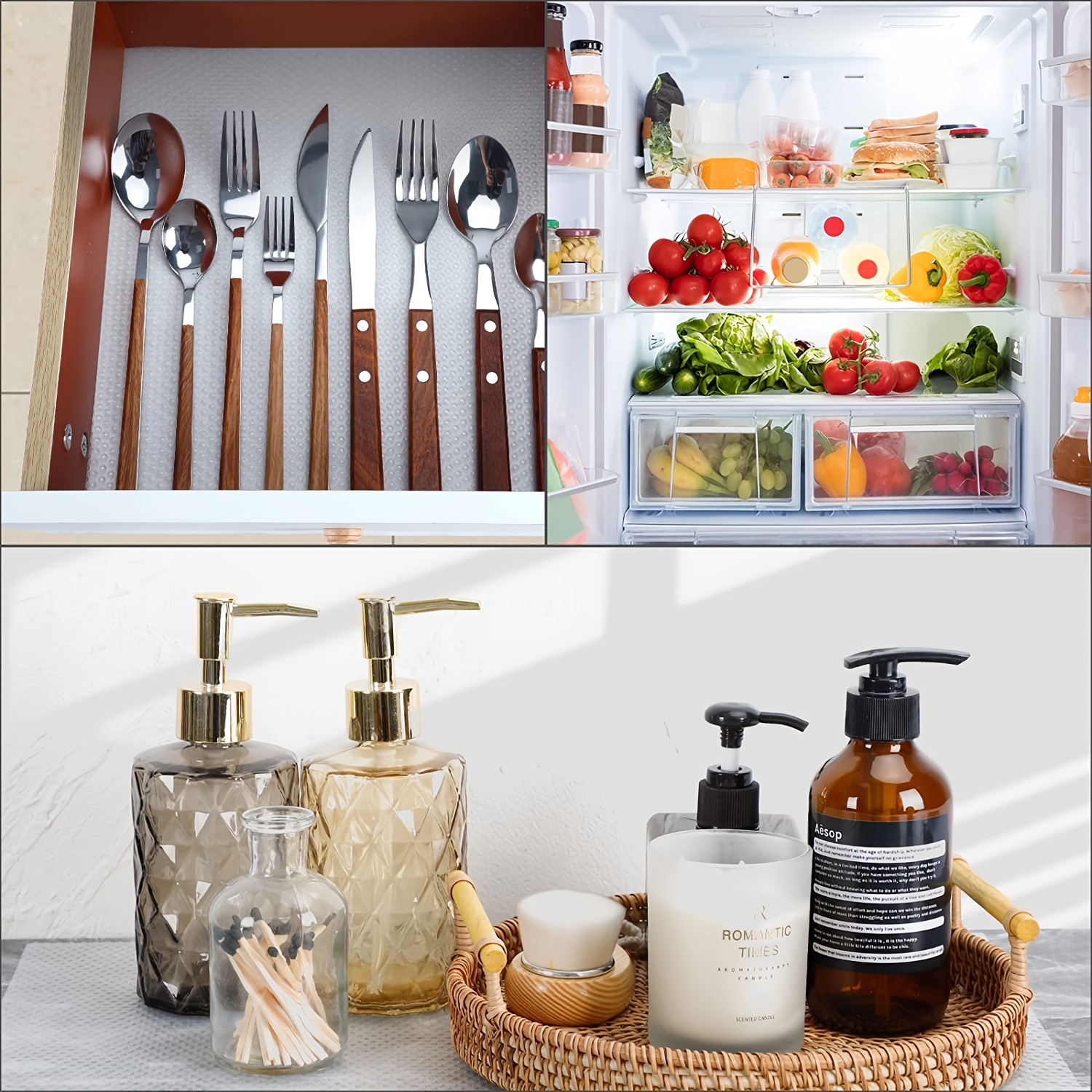 3/6pcs Refrigerator Shelf Liners Mats, Washable, For Home Kitchen Gadgets Accessories Organization, For Top Freezer Glass Shelf, Shelving Cupboard, Cabinet, Drawers ( Blue Green Red)