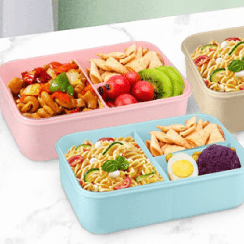 1pc Student lunch box Bento Box for Adult, 1000ml Lunch Containers for Adults, LeakProof Lunch Box with Utensils, BPA Free, 3 Compartment Bento Box Microwave Safe,back to school