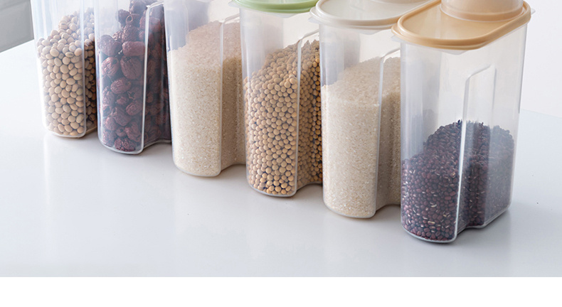 4pcs PP Food Storage Box, Plastic Clear Container Set With Pour Lids, For Cereal, Rice, Pasta, Tea, Nuts And Coffee Beans, Plastic Food Preservation Tank, Home Kitchen Supplies