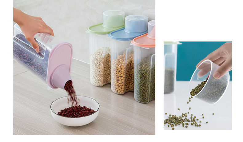 4pcs PP Food Storage Box, Plastic Clear Container Set With Pour Lids, For Cereal, Rice, Pasta, Tea, Nuts And Coffee Beans, Plastic Food Preservation Tank, Home Kitchen Supplies